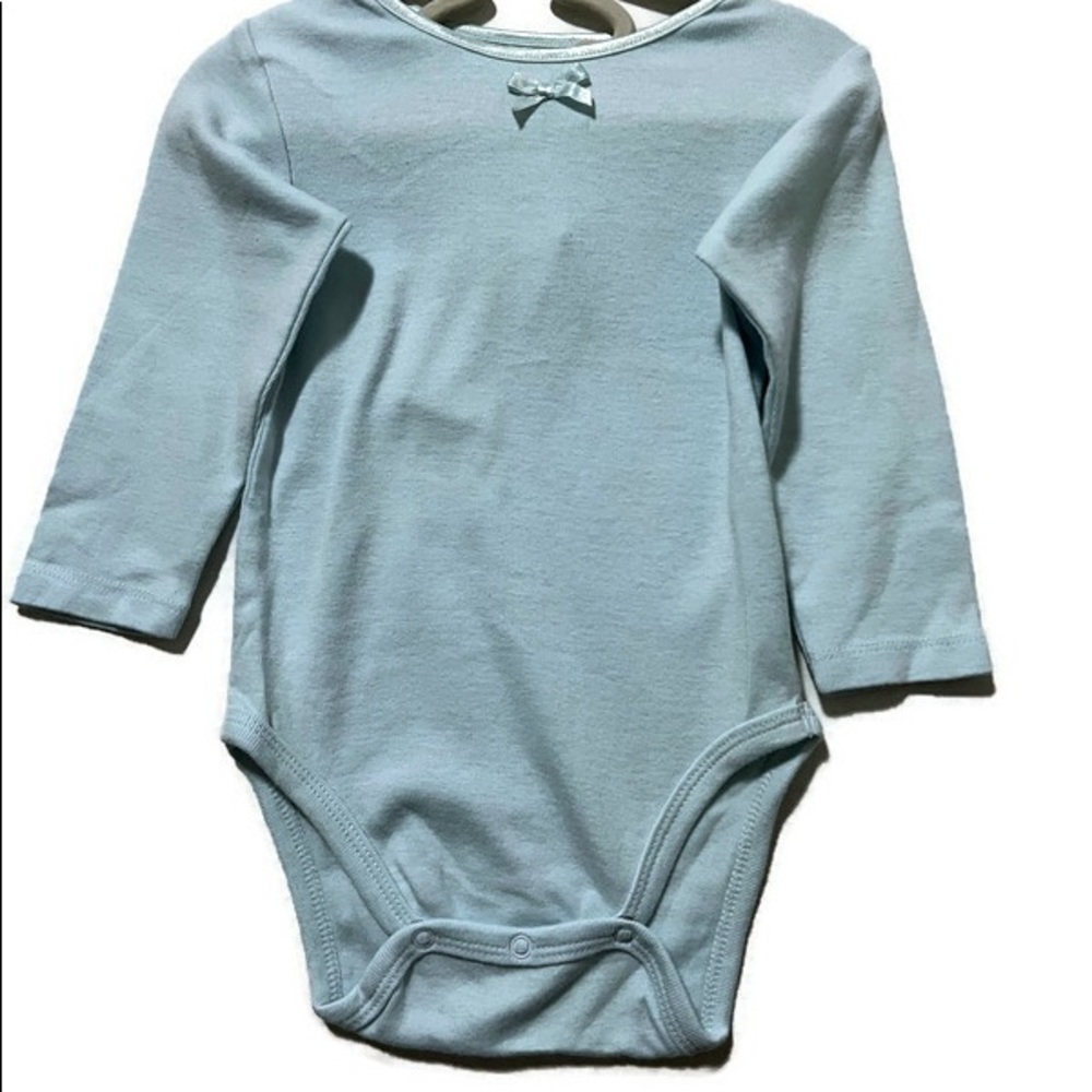NWT Gap Kids Bodysuit size Medium 6-12 months, blue long sleeve, 100% cotton
